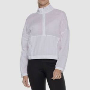 NWT SPANX White Active Run Water Resist Half-Zip Jacket Lightweight Pullover XS